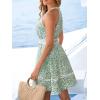 imageCUPSHE Womens Summer Dresses Ditsy Floral Halter Cutout Beach Vacation Mini DressGreen