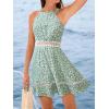 imageCUPSHE Womens Summer Dresses Ditsy Floral Halter Cutout Beach Vacation Mini DressGreen