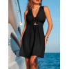 imageCUPSHE Womens Summer Dresses Tie Front Plunging V Neck A Line Sleeveless Cutout Mini DressBlack