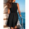 imageCUPSHE Womens Summer Dresses Tie Front Plunging V Neck A Line Sleeveless Cutout Mini DressBlack