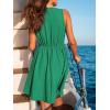 imageCUPSHE Womens Summer Dresses Tie Front Plunging V Neck A Line Sleeveless Cutout Mini DressGreen