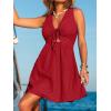 imageCUPSHE Womens Summer Dresses Tie Front Plunging V Neck A Line Sleeveless Cutout Mini DressRed