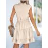 imageCUPSHE Womens Summer Dresses Tie Neck Sleeveless Tiered Ruffle ALine Tunic Mini DressBeige