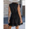 imageCUPSHE Womens Summer Dresses Tie Neck Sleeveless Tiered Ruffle ALine Tunic Mini DressBlack