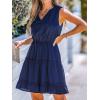 imageCUPSHE Womens Summer Dresses Tie Neck Sleeveless Tiered Ruffle ALine Tunic Mini DressBlue