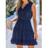 imageCUPSHE Womens Summer Dresses Tie Neck Sleeveless Tiered Ruffle ALine Tunic Mini DressBlue