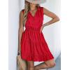imageCUPSHE Womens Summer Dresses Tie Neck Sleeveless Tiered Ruffle ALine Tunic Mini DressBrilliant Red