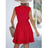 imageCUPSHE Womens Summer Dresses Tie Neck Sleeveless Tiered Ruffle ALine Tunic Mini DressBrilliant Red