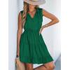 imageCUPSHE Womens Summer Dresses Tie Neck Sleeveless Tiered Ruffle ALine Tunic Mini DressGreen