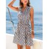 imageCUPSHE Womens Summer Dresses Tie Neck Sleeveless Tiered Ruffle ALine Tunic Mini DressNavy Diamond
