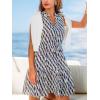 imageCUPSHE Womens Summer Dresses Tie Neck Sleeveless Tiered Ruffle ALine Tunic Mini DressNavy Diamond