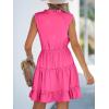 imageCUPSHE Womens Summer Dresses Tie Neck Sleeveless Tiered Ruffle ALine Tunic Mini DressPink