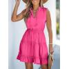 imageCUPSHE Womens Summer Dresses Tie Neck Sleeveless Tiered Ruffle ALine Tunic Mini DressPink