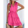 imageCUPSHE Womens Summer Dresses Tie Neck Sleeveless Tiered Ruffle ALine Tunic Mini DressPink