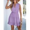 imageCUPSHE Womens Summer Dresses Tie Neck Sleeveless Tiered Ruffle ALine Tunic Mini DressPurple