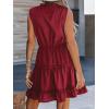 imageCUPSHE Womens Summer Dresses Tie Neck Sleeveless Tiered Ruffle ALine Tunic Mini DressRed