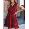 imageCUPSHE Womens Summer Dresses Tie Neck Sleeveless Tiered Ruffle ALine Tunic Mini DressRed