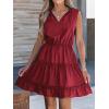 imageCUPSHE Womens Summer Dresses Tie Neck Sleeveless Tiered Ruffle ALine Tunic Mini DressRed