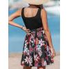 imageCUPSHE Womens Tropical Summer Dresses Flowy Beach Mini Dress Square Neck Sleeveless Vacation SundressBlack Flora