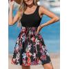 imageCUPSHE Womens Tropical Summer Dresses Flowy Beach Mini Dress Square Neck Sleeveless Vacation SundressBlack Flora