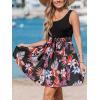 imageCUPSHE Womens Tropical Summer Dresses Flowy Beach Mini Dress Square Neck Sleeveless Vacation SundressBlack Flora