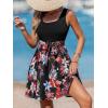 imageCUPSHE Womens Tropical Summer Dresses Flowy Beach Mini Dress Square Neck Sleeveless Vacation SundressBlack Flora