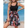 imageCUPSHE Womens Tropical Summer Dresses Flowy Beach Mini Dress Square Neck Sleeveless Vacation SundressBlack Flora
