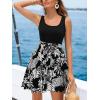 imageCUPSHE Womens Tropical Summer Dresses Flowy Beach Mini Dress Square Neck Sleeveless Vacation SundressTropical Black