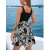 imageCUPSHE Womens Tropical Summer Dresses Flowy Beach Mini Dress Square Neck Sleeveless Vacation SundressTropical Black
