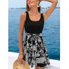 imageCUPSHE Womens Tropical Summer Dresses Flowy Beach Mini Dress Square Neck Sleeveless Vacation SundressTropical Black