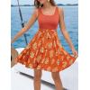imageCUPSHE Womens Tropical Summer Dresses Flowy Beach Mini Dress Square Neck Sleeveless Vacation SundressTropical Orange