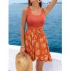 imageCUPSHE Womens Tropical Summer Dresses Flowy Beach Mini Dress Square Neck Sleeveless Vacation SundressTropical Orange