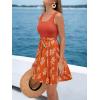 imageCUPSHE Womens Tropical Summer Dresses Flowy Beach Mini Dress Square Neck Sleeveless Vacation SundressTropical Orange