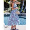 imageCUPSHE Womens V Neck Striped Summer Dress Casual Floral Maxi Dresses Sleeveless Long Flowy Sundress with Removable PadsBlue Stripe