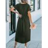 imageCUPSHE Womens V Neck Wrap Dress Twisted Slit Pleated Waist Tie Short Sleeve Summer Midi DressesArmy Green