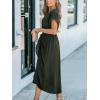 imageCUPSHE Womens V Neck Wrap Dress Twisted Slit Pleated Waist Tie Short Sleeve Summer Midi DressesArmy Green