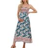 imageCUPSHE Maternity Maxi Dresses Floral Square Neck Smocked Baby Shower Ruffled Flowy Fashion Casual Summer Pregnancy DressTeal Floral