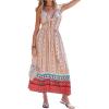 imageCUPSHE Summer Dress for Women V Neck Sleeveless Floral Cutout Smocked Ruffled Maxi Formal Beach DressPink Floral