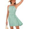 imageCUPSHE Women Geo Halter Summer Dress Sleeveless Smocked Waist A Line Casual Beach Sundress Vacation Holiday Mini DressGreen