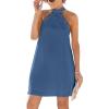 imageCUPSHE Women Lace Trim Summer Dress Halter High Neck with Tie Backless A Line Lining Casual Sundress Holiday Mini DressDeep Blue