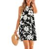 imageCUPSHE Women Summer Dresses Casual Sleeveless Beach Halter Floral Vacation Mini Cover Ups DressesBlack Floral