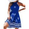 imageCUPSHE Women Summer Dresses Casual Sleeveless Beach Halter Floral Vacation Mini Cover Ups DressesNavy Blue