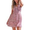 imageCUPSHE Womens Backless Halter Beach Dress Boho Ruffle Plunge V Neck Mini Sundress Summer DressesPink Floral