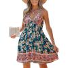 imageCUPSHE Womens Backless Halter Beach Dress Boho Ruffle Plunge V Neck Mini Sundress Summer DressesPink Paisley