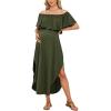 imageCUPSHE Womens Maxi OffShoulder Maternity Dress Summer Casual Sleeveless Ruffled Trim Photoshoot DressesGreen