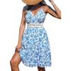 imageCUPSHE Womens Mini Dress V Neck Tropical Floral Beach Sleeveless Adjustable Straps Casual A Line Summer Vacation DressesBlue Ditsy
