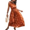imageCUPSHE Womens One Shoulder Floral Printed Sleeveless Smocked Waist Maxi Dress Summer Boho Long DressOrange