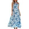 imageCUPSHE Womens Paisley Summer Dresses Casual Halter Twist Backless Tie Back Smocked Maxi DressBlue