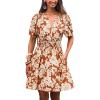 imageCUPSHE Womens Summer Dresses 2025 V Neck Short Sleeve Flowy Aline Beach Vacation Dress with PocketsRed Floral