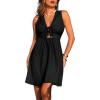 imageCUPSHE Womens Summer Dresses Tie Front Plunging V Neck A Line Sleeveless Cutout Mini DressBlack